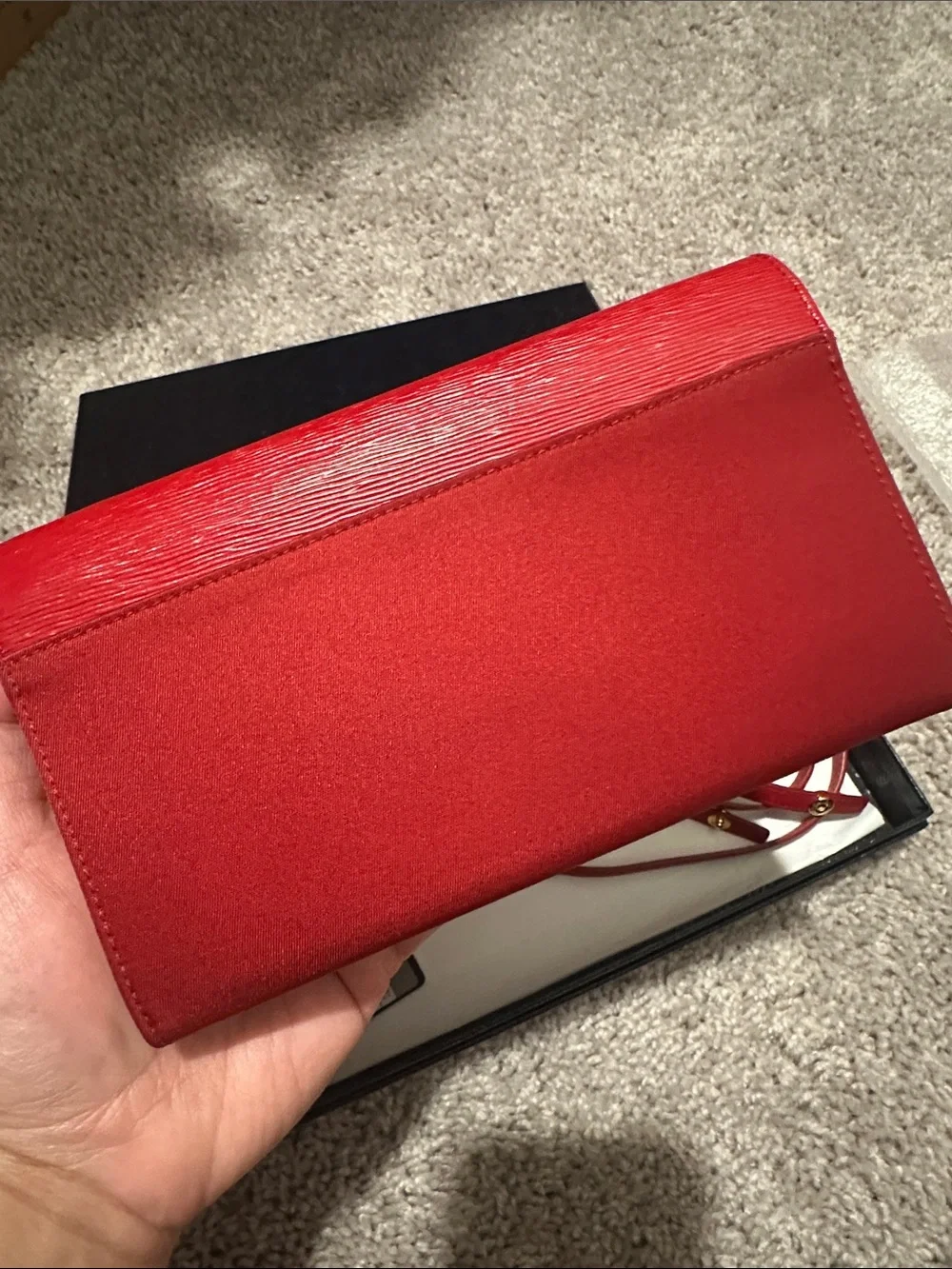 Prada Red Saffiano Leather Wallet Crossbody with Gold Logo